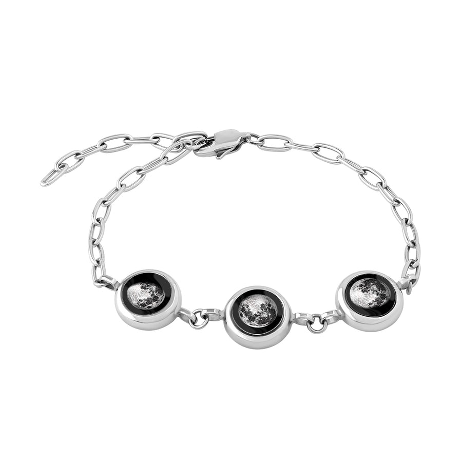 Triple Moon Phase Power Bracelet - Silver