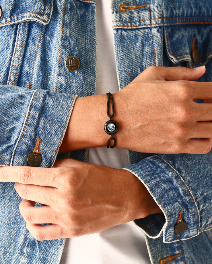 Black Moon Bracelet on Cord