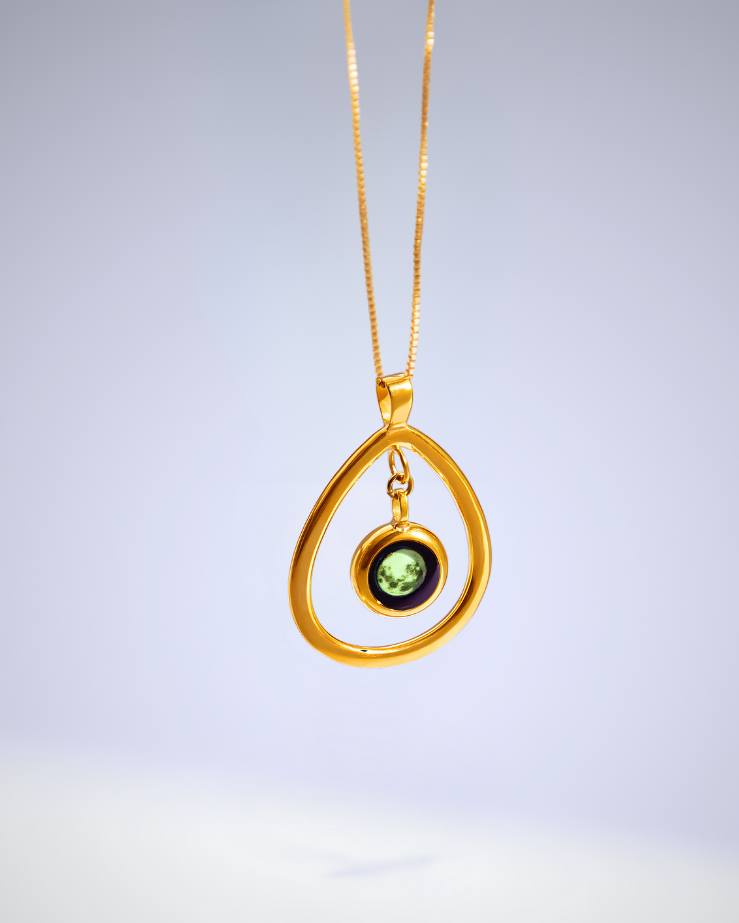 Moon Phase Drop Necklace - Gold