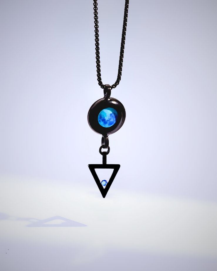 Moon Phase Necklace with Zodiac Element - Black