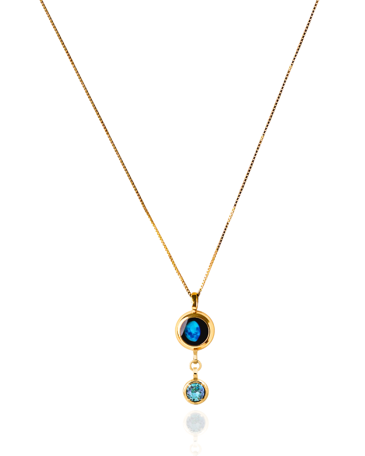 Moon Phase Necklace with Birthstone - Gold