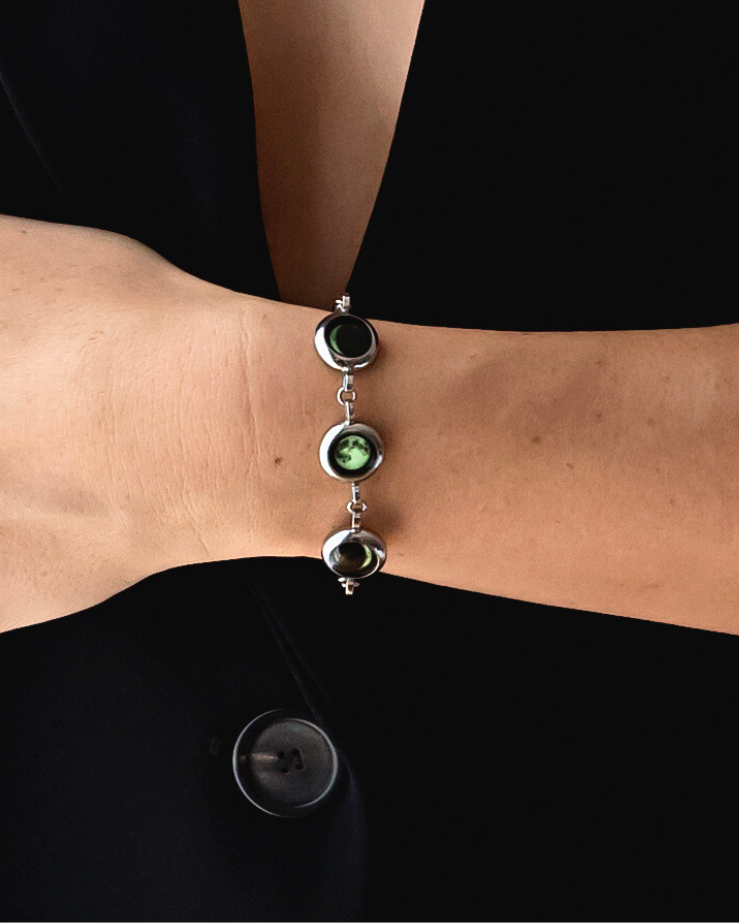 Triple Moon Phase Power Bracelet - Silver