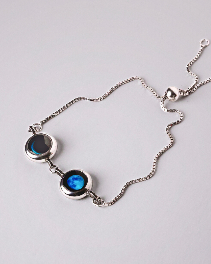 Double Moon Phase Bracelet - Silver