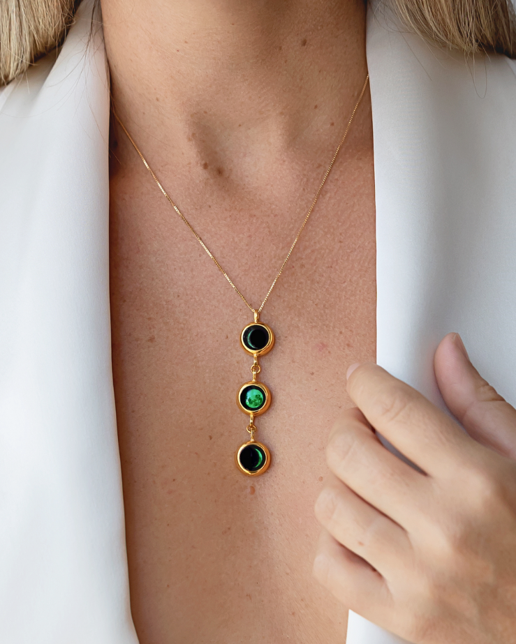 Triple Moon Phase Necklace - Gold