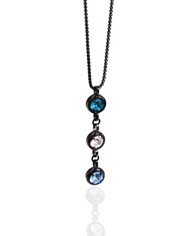 Triple Birthstone Necklace - Black