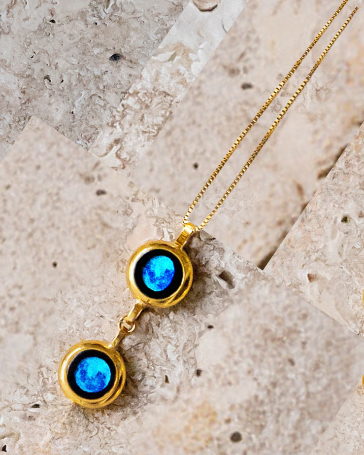 Double Moon Phase Necklace - Gold