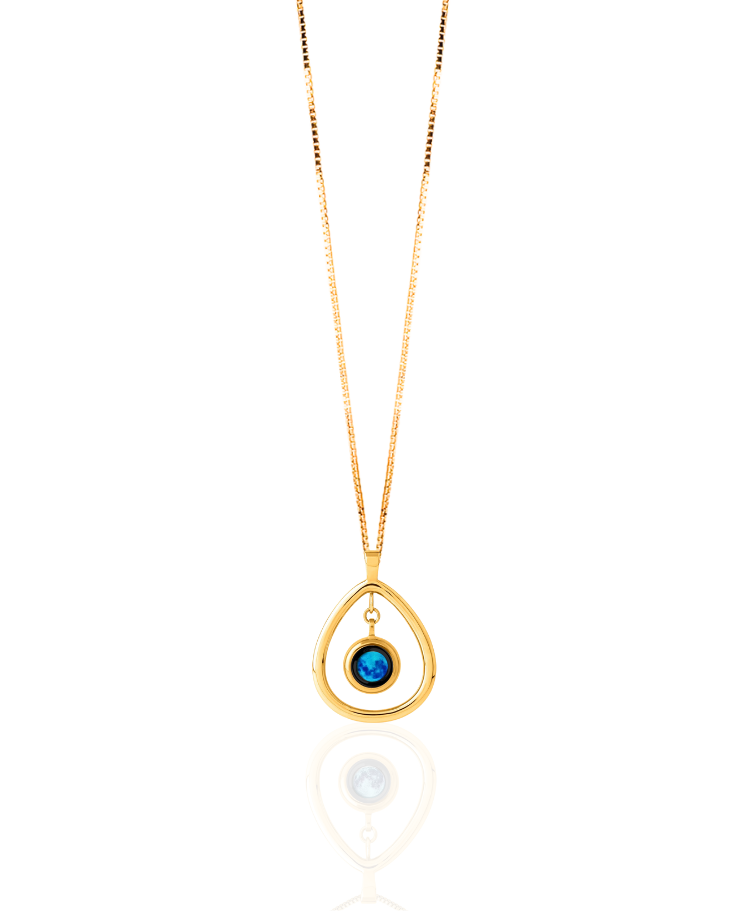 Moon Phase Drop Necklace - Gold