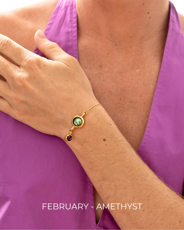 Moon Phase Bracelet with Birthstone - Gold