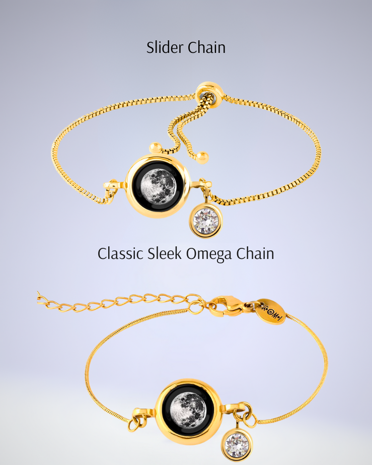 Moon Phase Bracelet with Birthstone - Gold