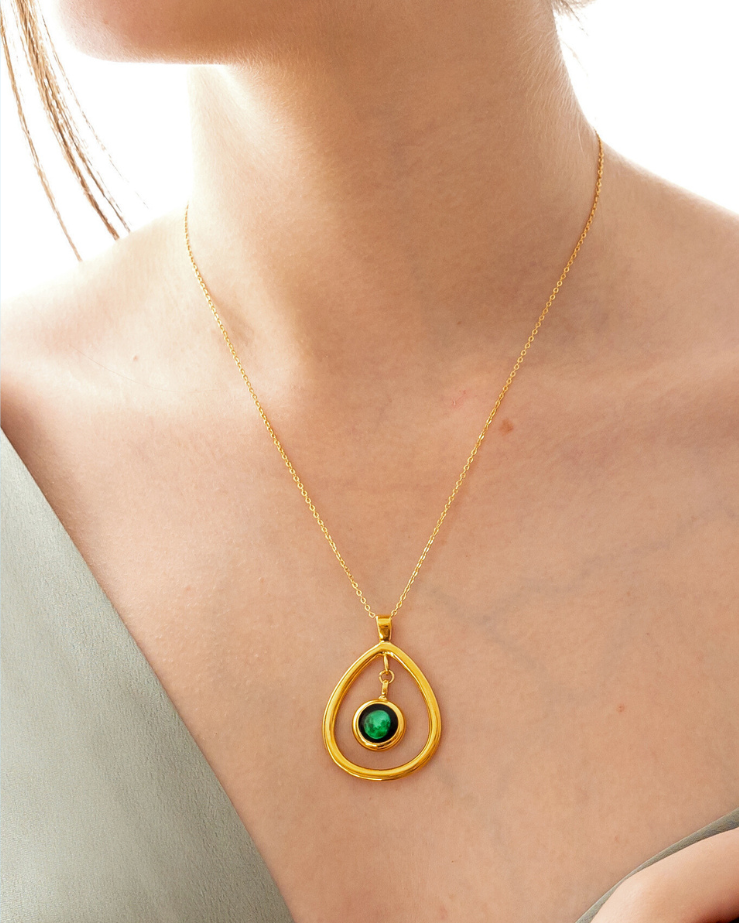 Moon Phase Drop Necklace - Gold