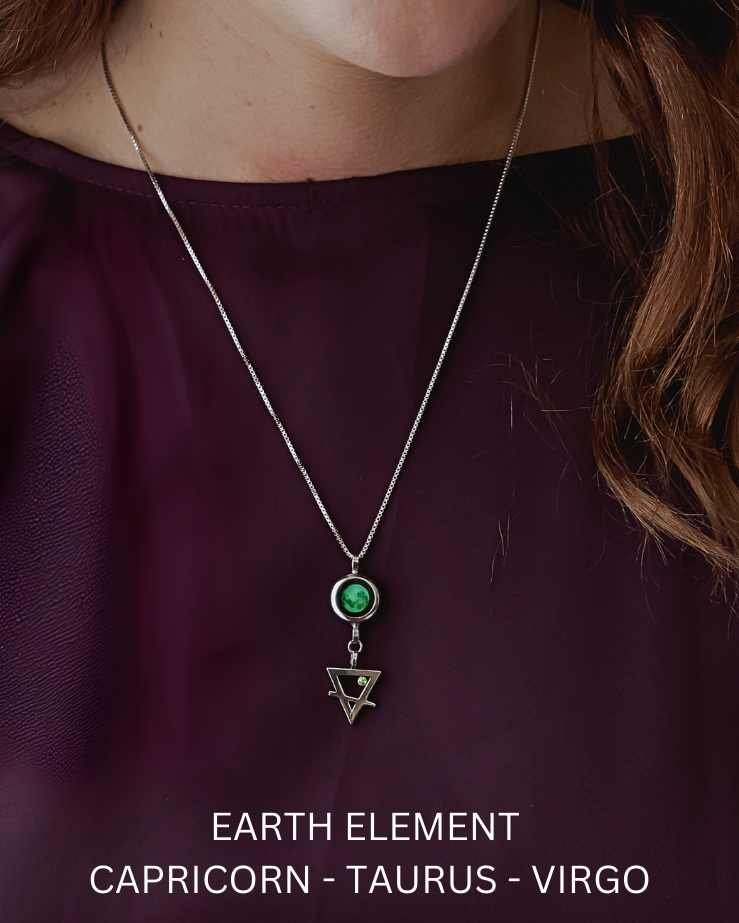 Moon Phase Necklace with Zodiac Element - Silver