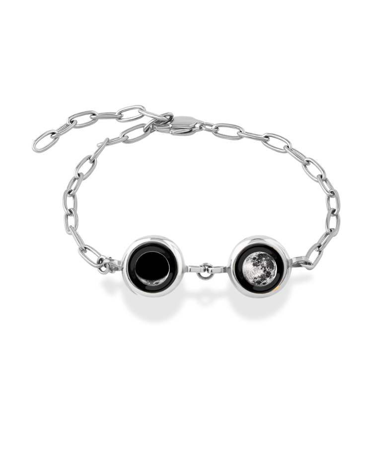 Double Power Moon Phase Bracelet - Silver