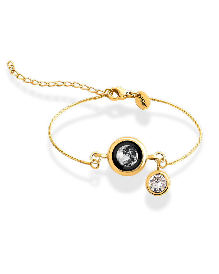 Moon Phase Bracelet with Birthstone - Gold