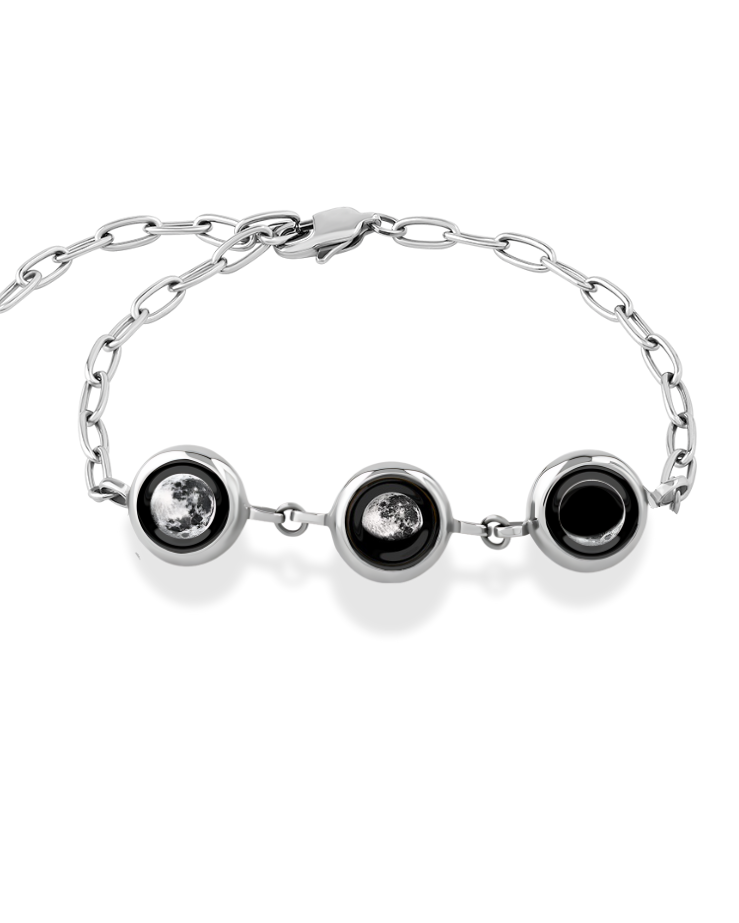 Triple Moon Phase Power Bracelet - Silver