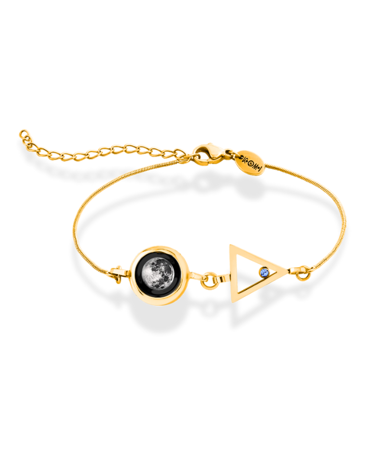 Moon Phase Bracelet with Zodiac Element - Gold