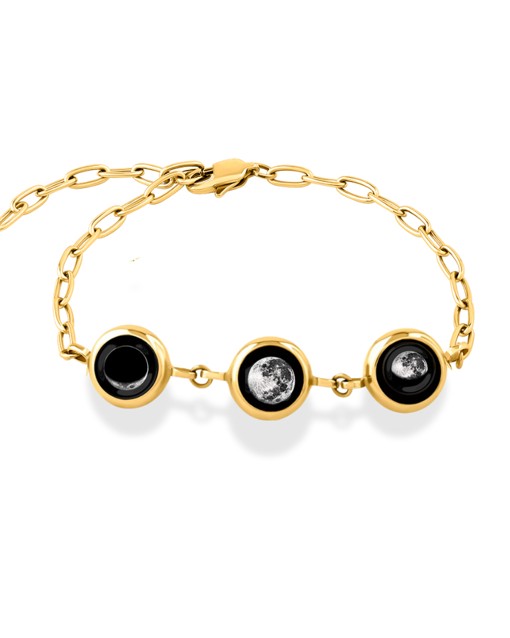 Triple Moon Phase Power Bracelet - Gold