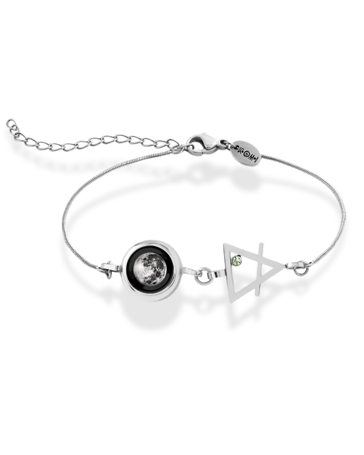 Moon Phase Bracelet with Zodiac Element - Silver