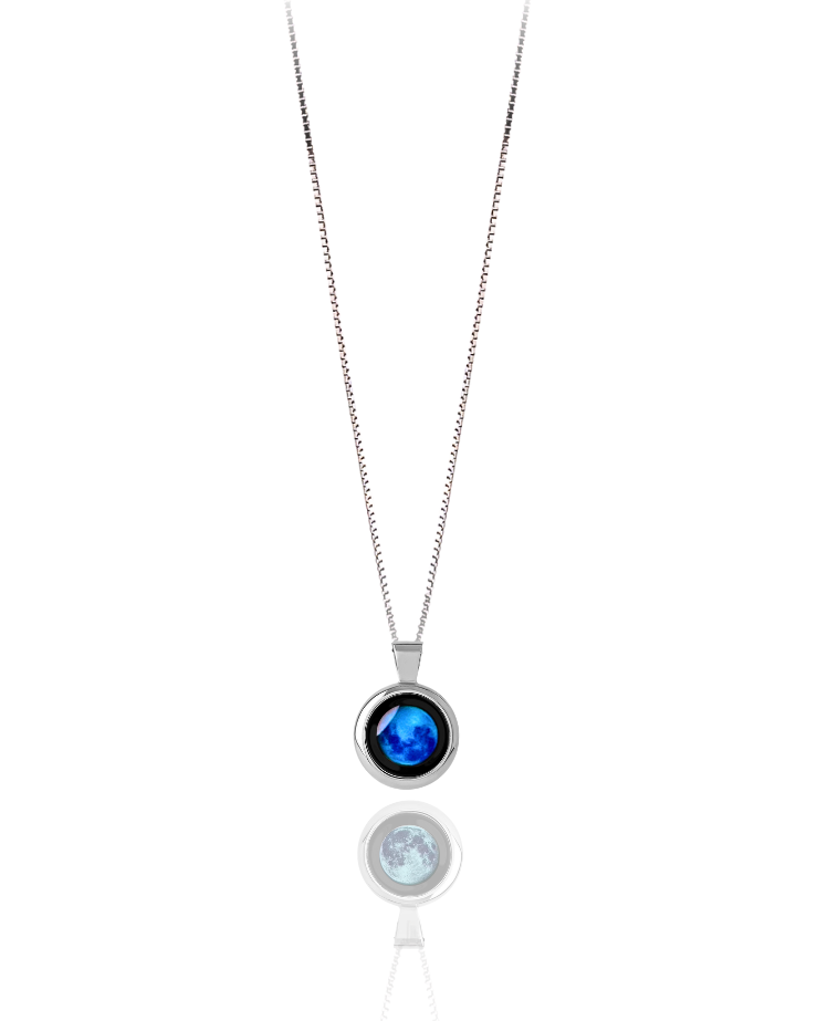 Large Moon Phase Necklace - Silver