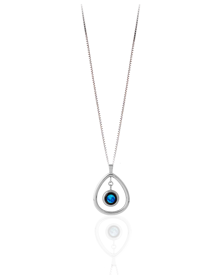 Moon Phase Drop Necklace - Silver