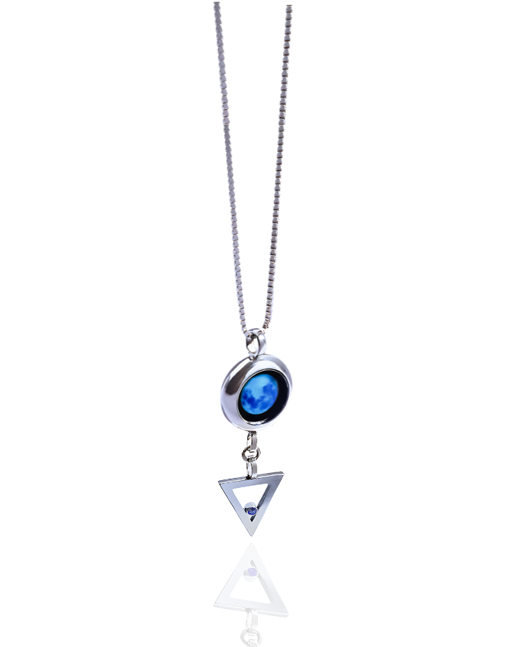 Moon Phase Necklace with Zodiac Element - Silver