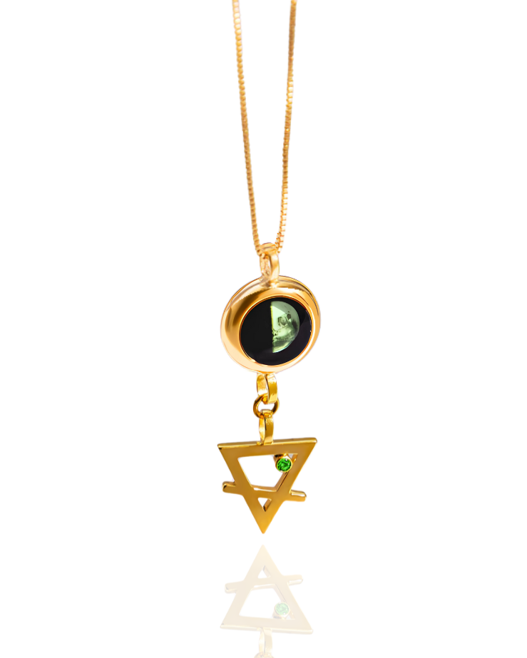 Moon Phase Necklace with Zodiac Element  - Gold