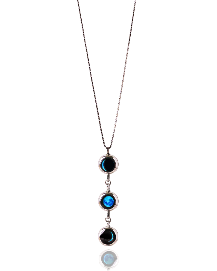 Triple Moon Phase Necklace - Silver