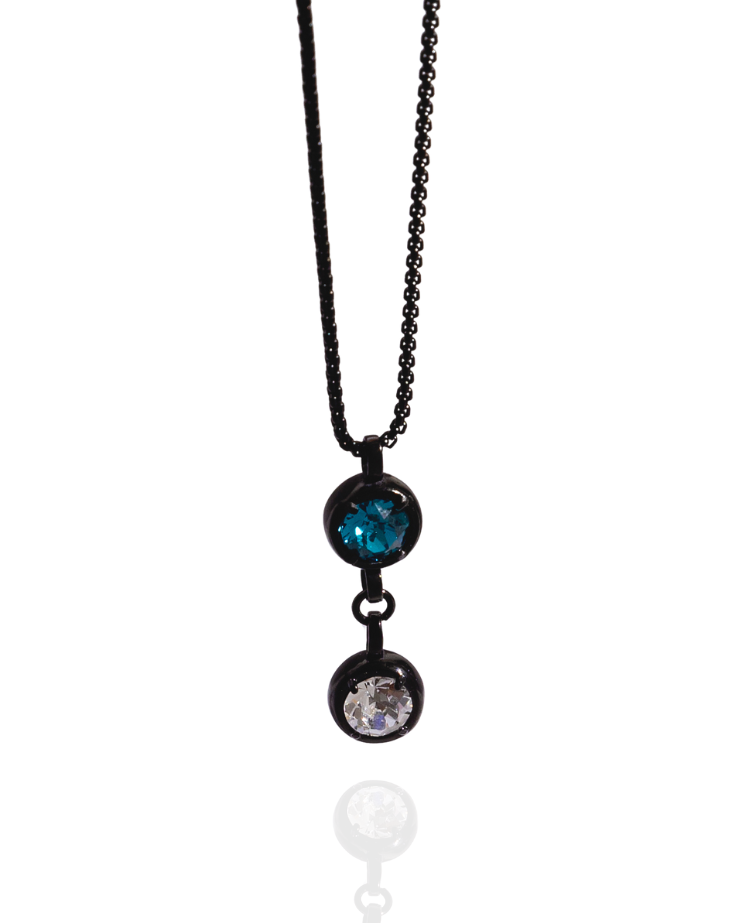 Double Birthstone Necklace - Black