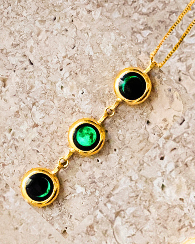 Triple Moon Phase Necklace - Gold